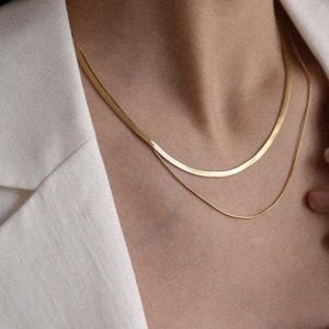 18K gold plated double chain necklace